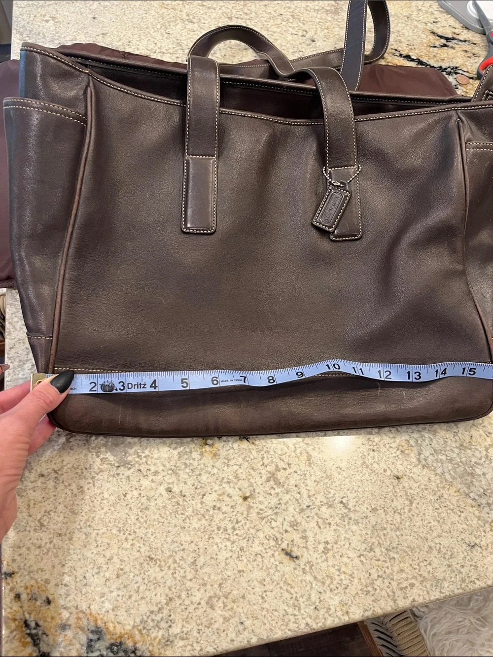 Vintage Coach Leather Hampton Tote Bag in Dark Brown